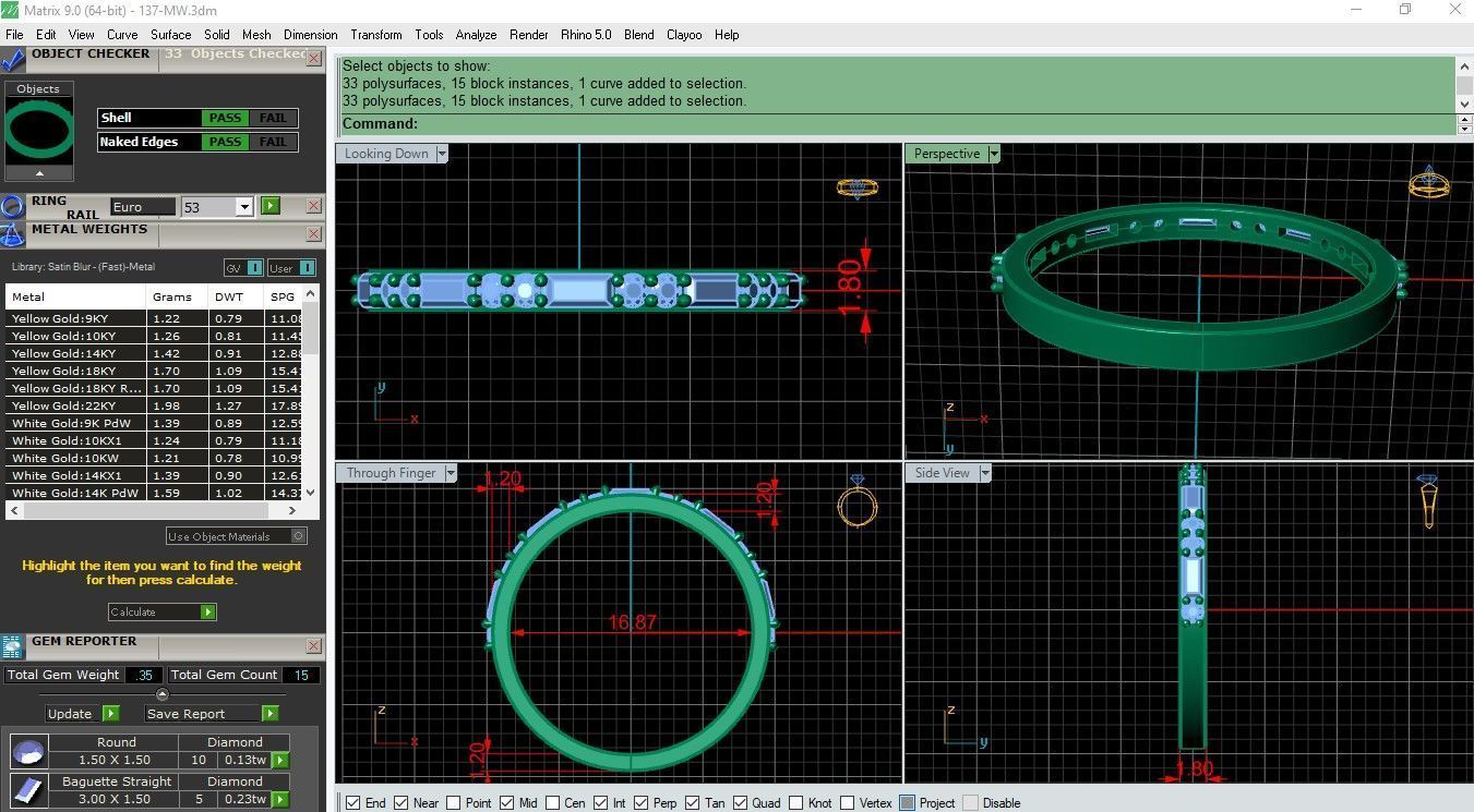 light weight Minimal diamond and budget ring 137-MW 3D print model_2