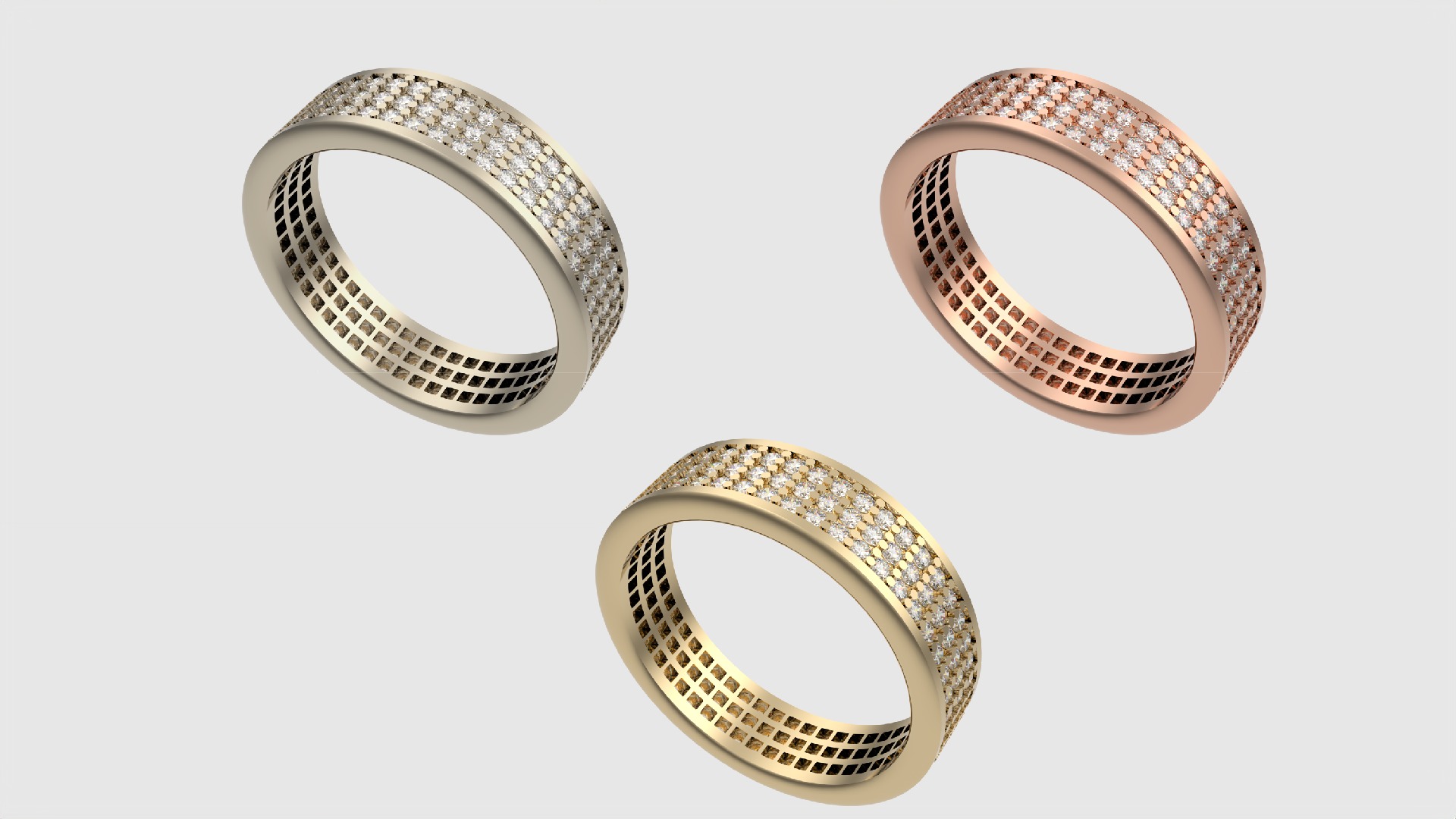 Dazzling Grid Pave Ring JDBCo 3D print model_2