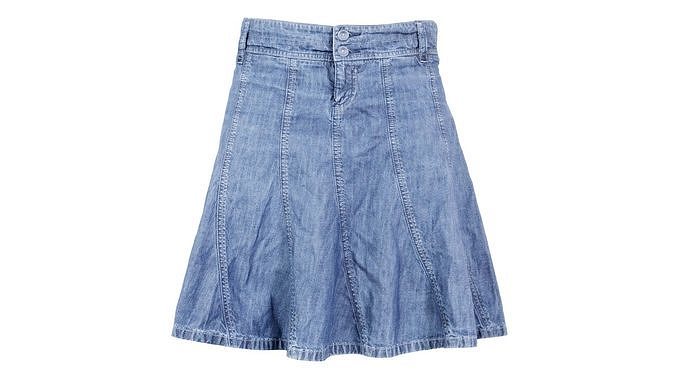 Plaid Jeans Skirt Long Low-poly 3D model