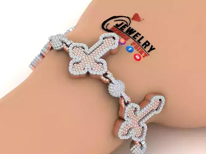 Custom Cathedral Cross Bracelet w Ball Link Bracelet Link 