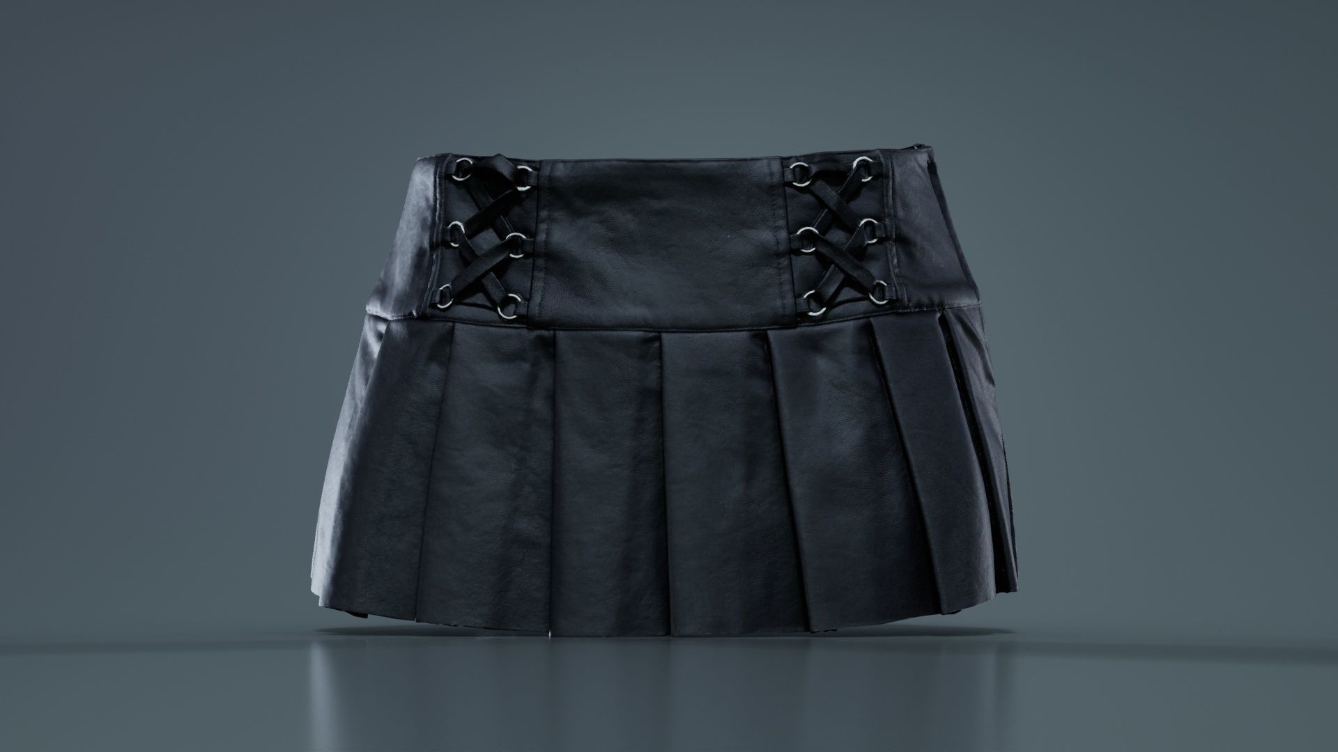 Plaid Laces Skirt Low-poly 3D model_5