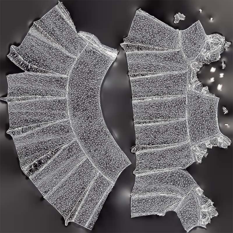 Plaid Laces Skirt Low-poly 3D model_14