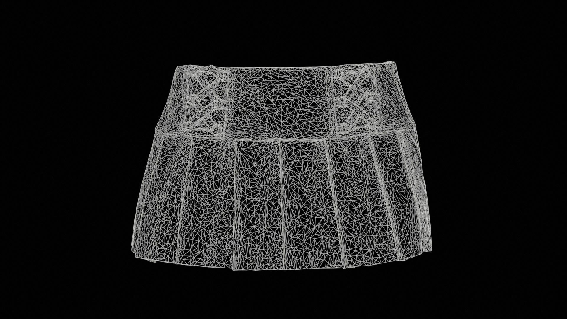 Plaid Laces Skirt Low-poly 3D model_11