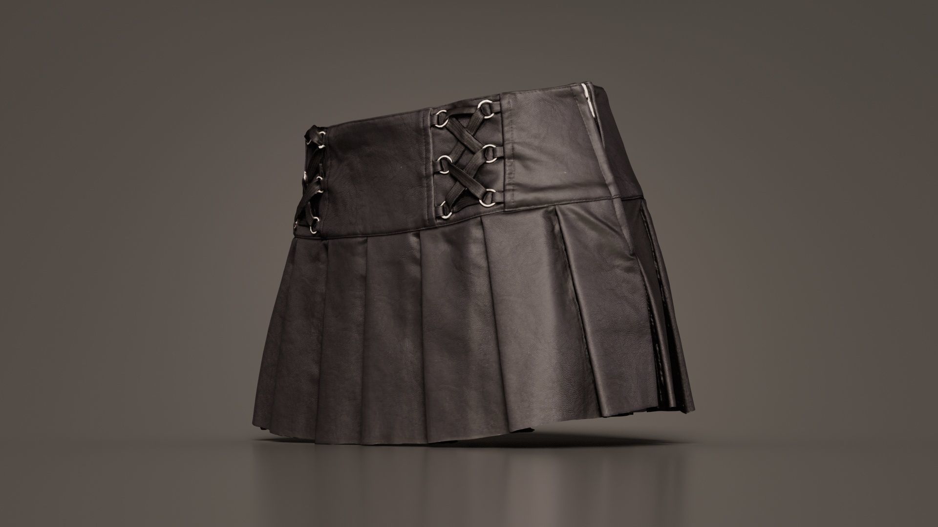 Plaid Laces Skirt Low-poly 3D model_1