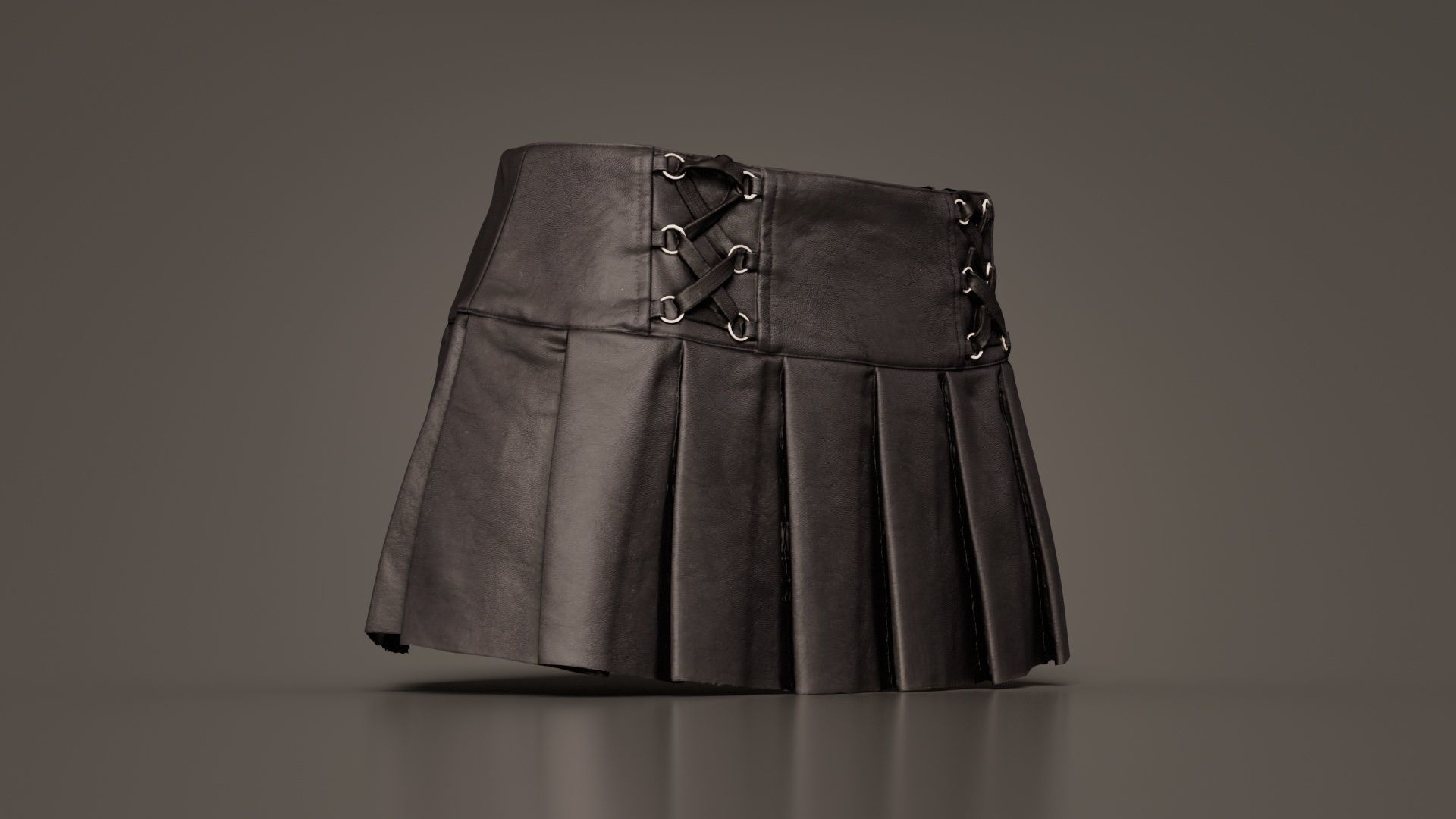 Plaid Laces Skirt Low-poly 3D model_6