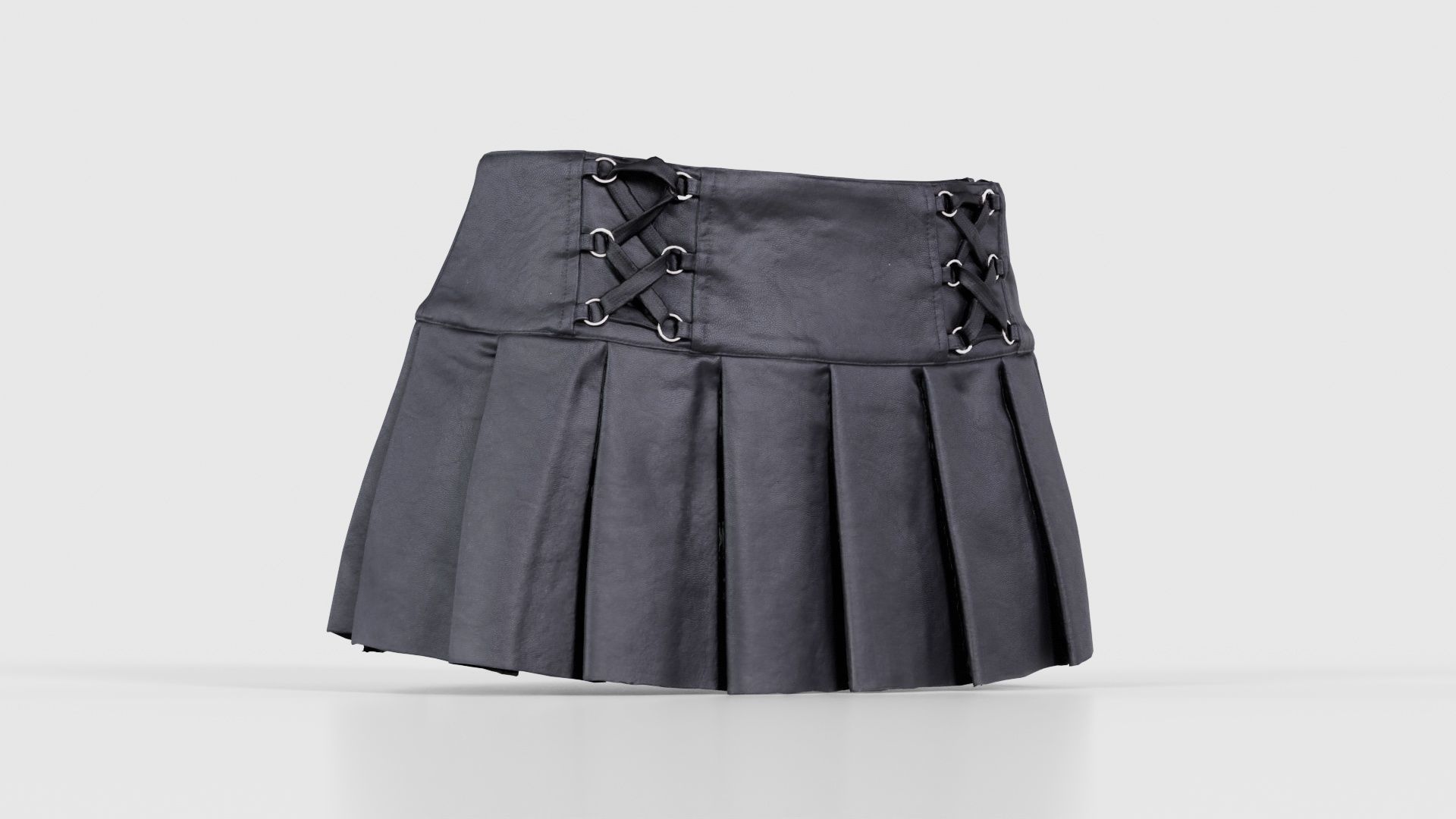 Plaid Laces Skirt Low-poly 3D model_16