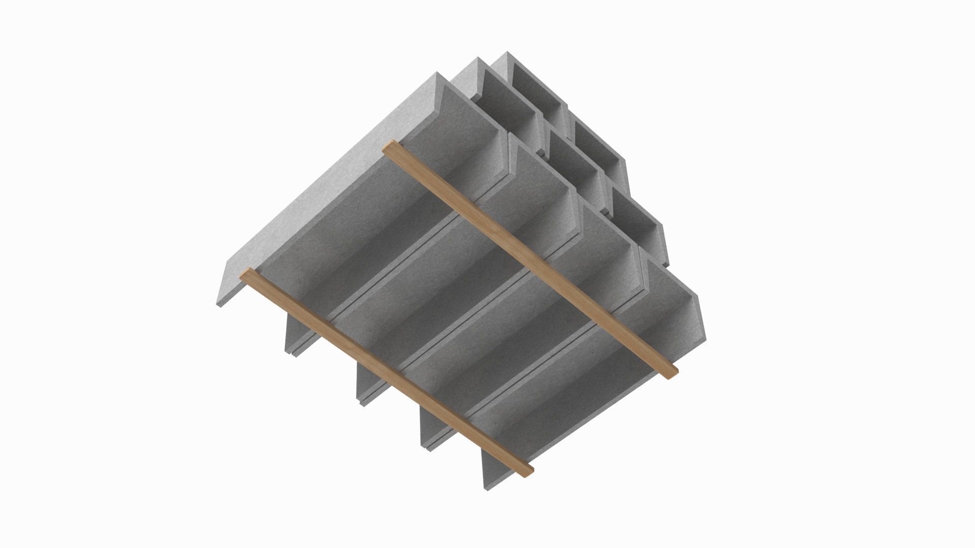 Concrete Trench On Wood Planks 3D model_5
