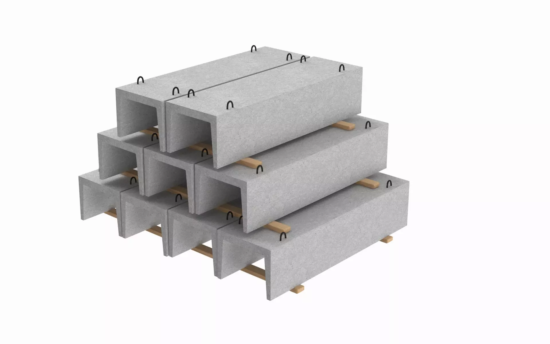 Concrete Trench On Wood Planks 3D model_0