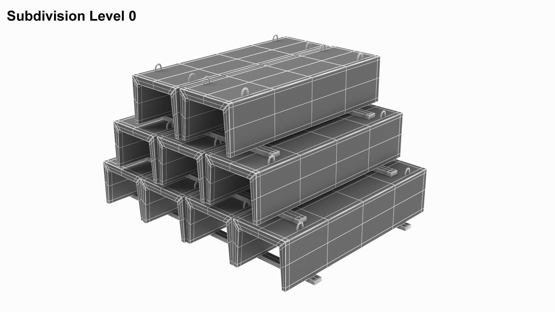 Concrete Trench On Wood Planks 3D model_6