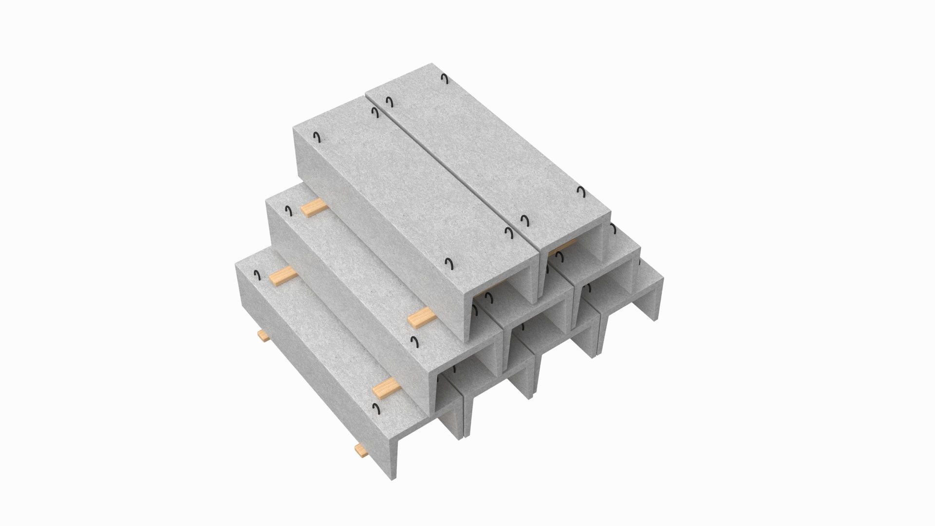 Concrete Trench On Wood Planks 3D model_4