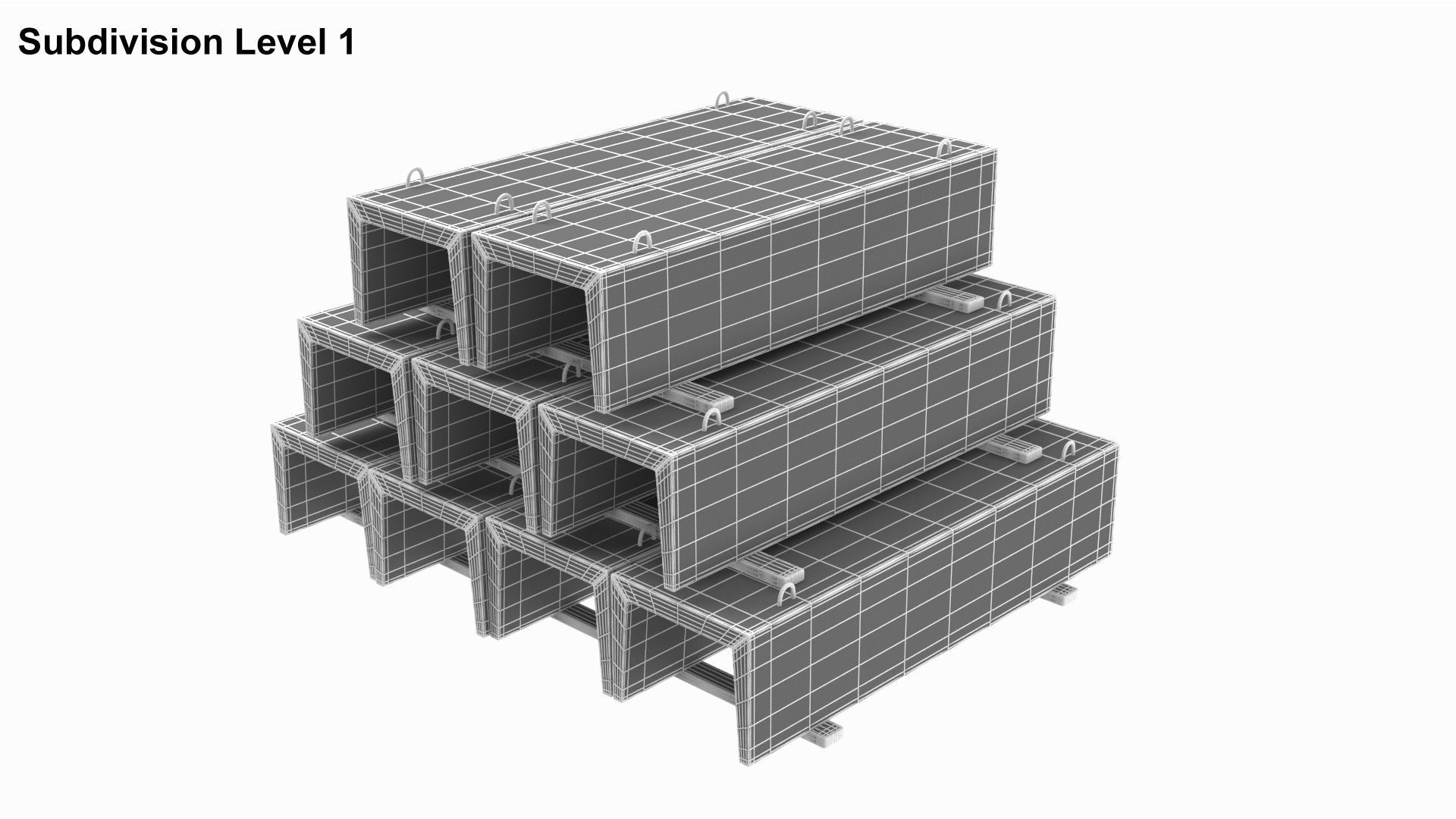 Concrete Trench On Wood Planks 3D model_7