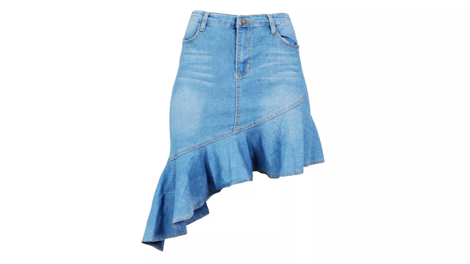 Ruffle Jeans Skirt Low-poly 3D model
