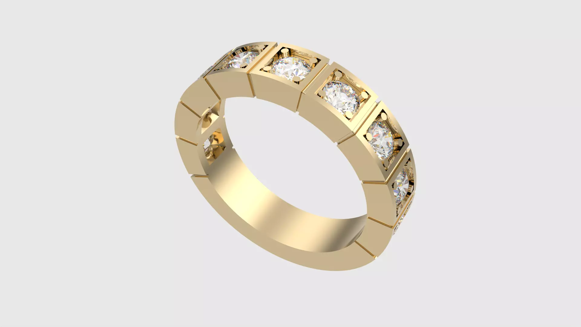 Square Set Brilliant Ring JDBCo 3D print model_0