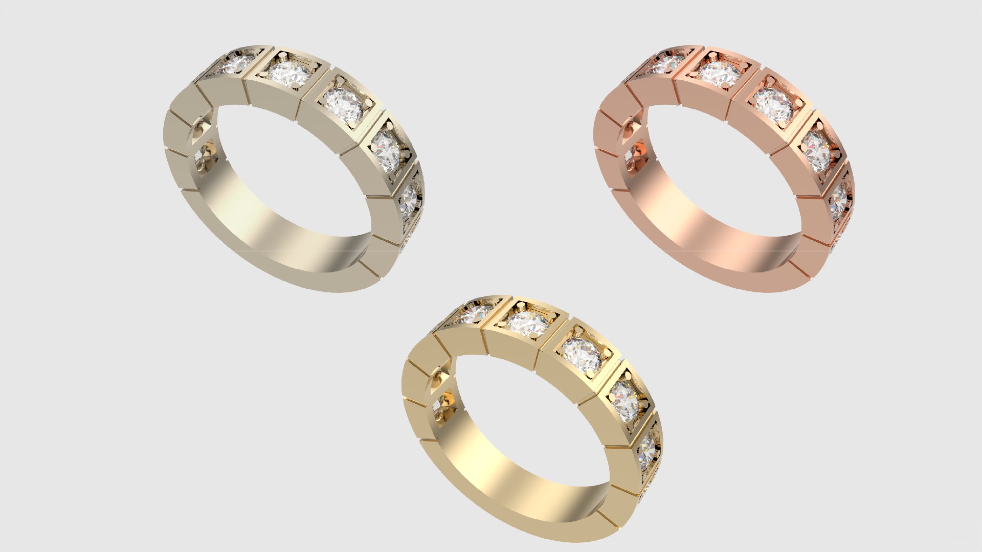 Square Set Brilliant Ring JDBCo 3D print model_2