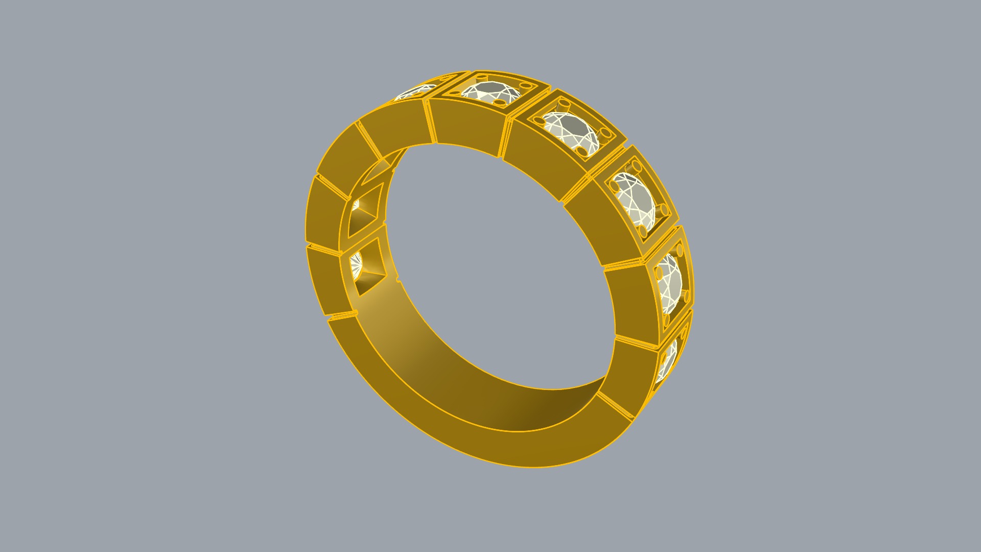 Square Set Brilliant Ring JDBCo 3D print model_7