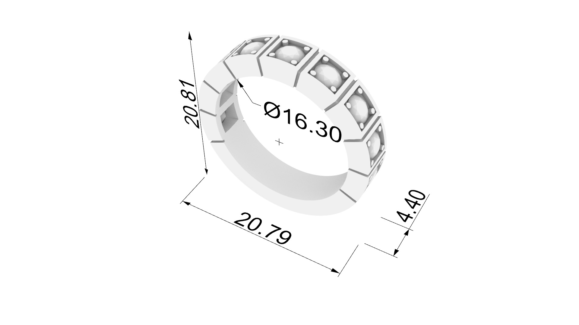 Square Set Brilliant Ring JDBCo 3D print model_1