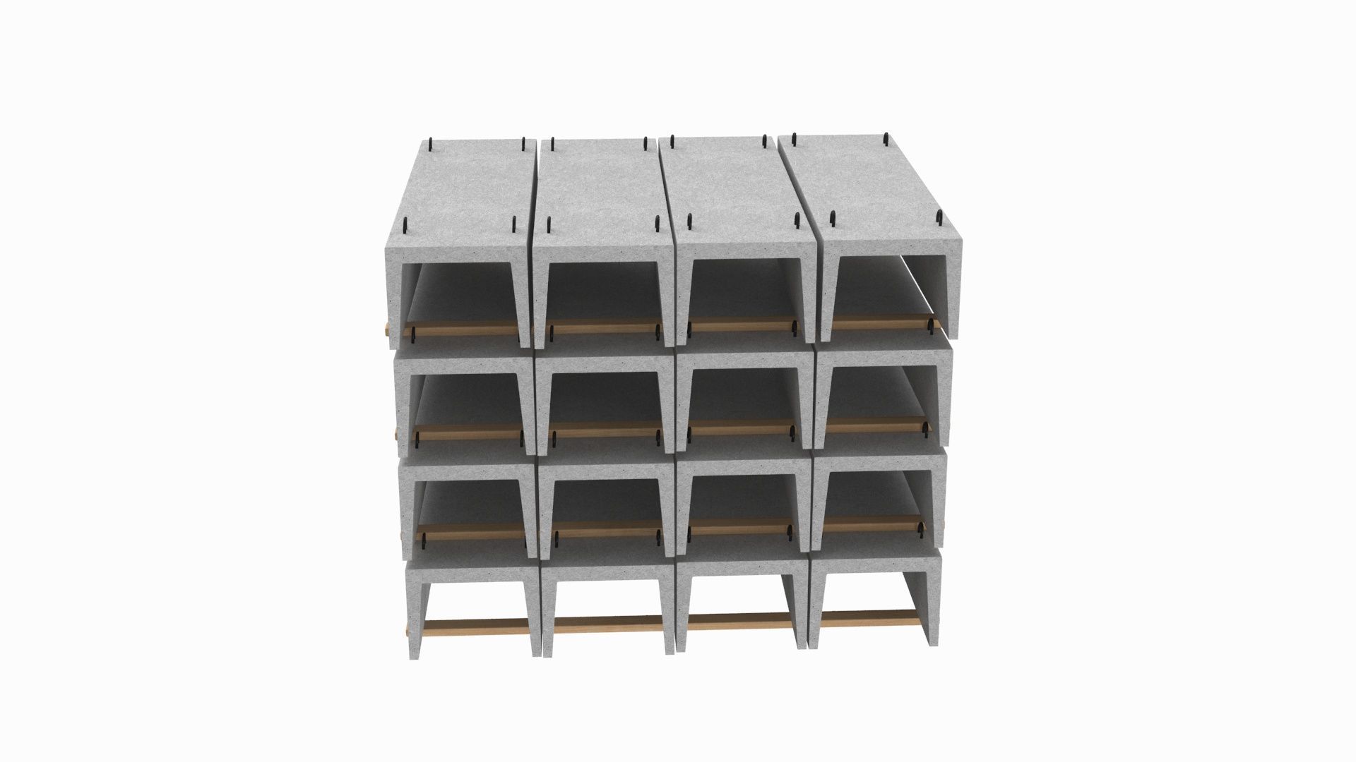 Concrete Trench On Wood Planks 3D model_2