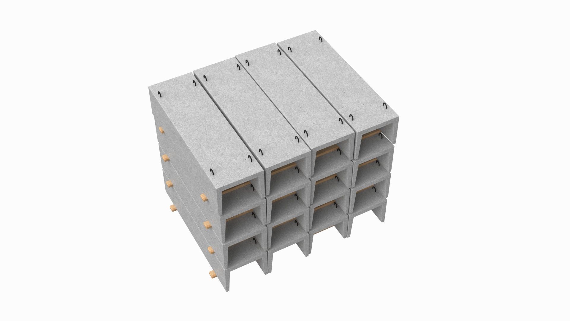 Concrete Trench On Wood Planks 3D model_4