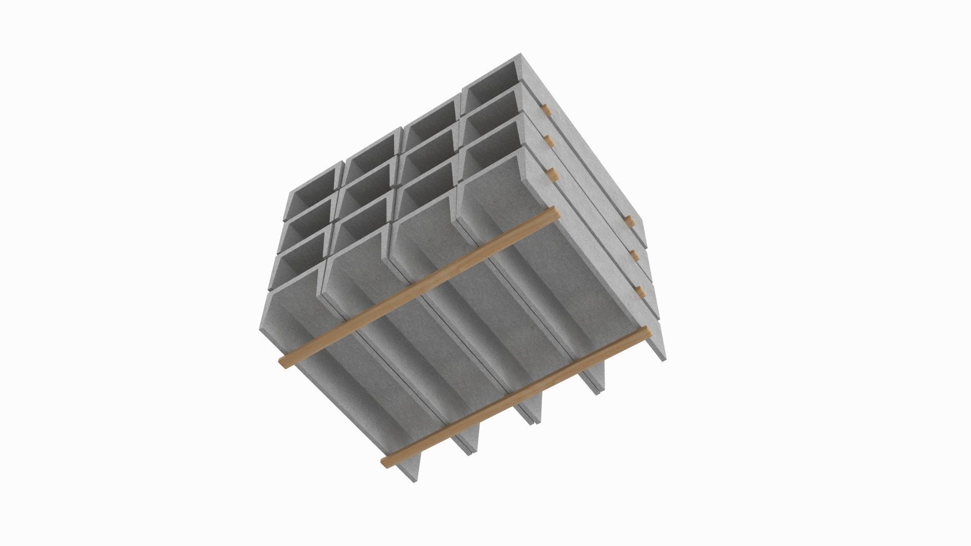 Concrete Trench On Wood Planks 3D model_5