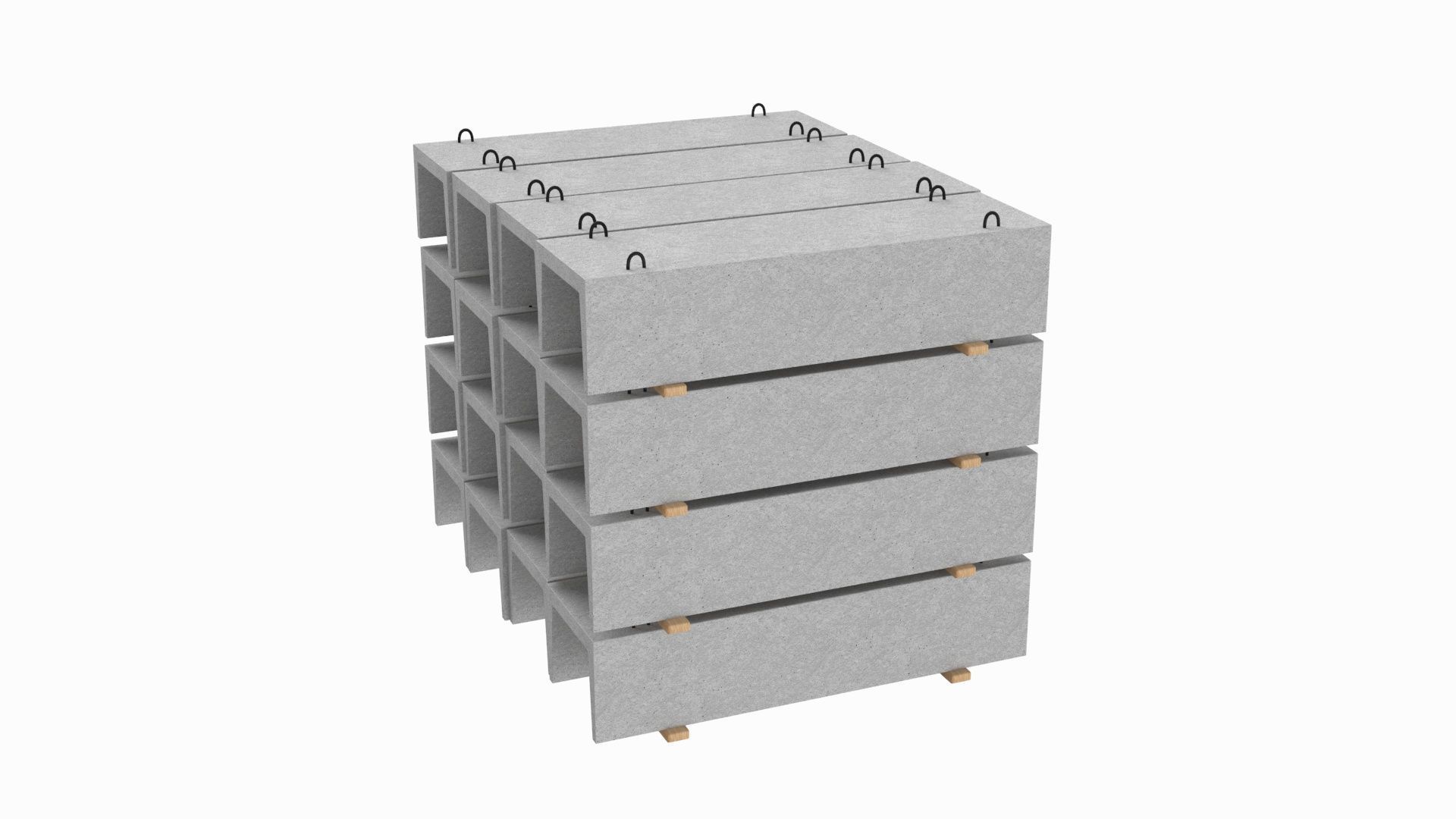 Concrete Trench On Wood Planks 3D model_3