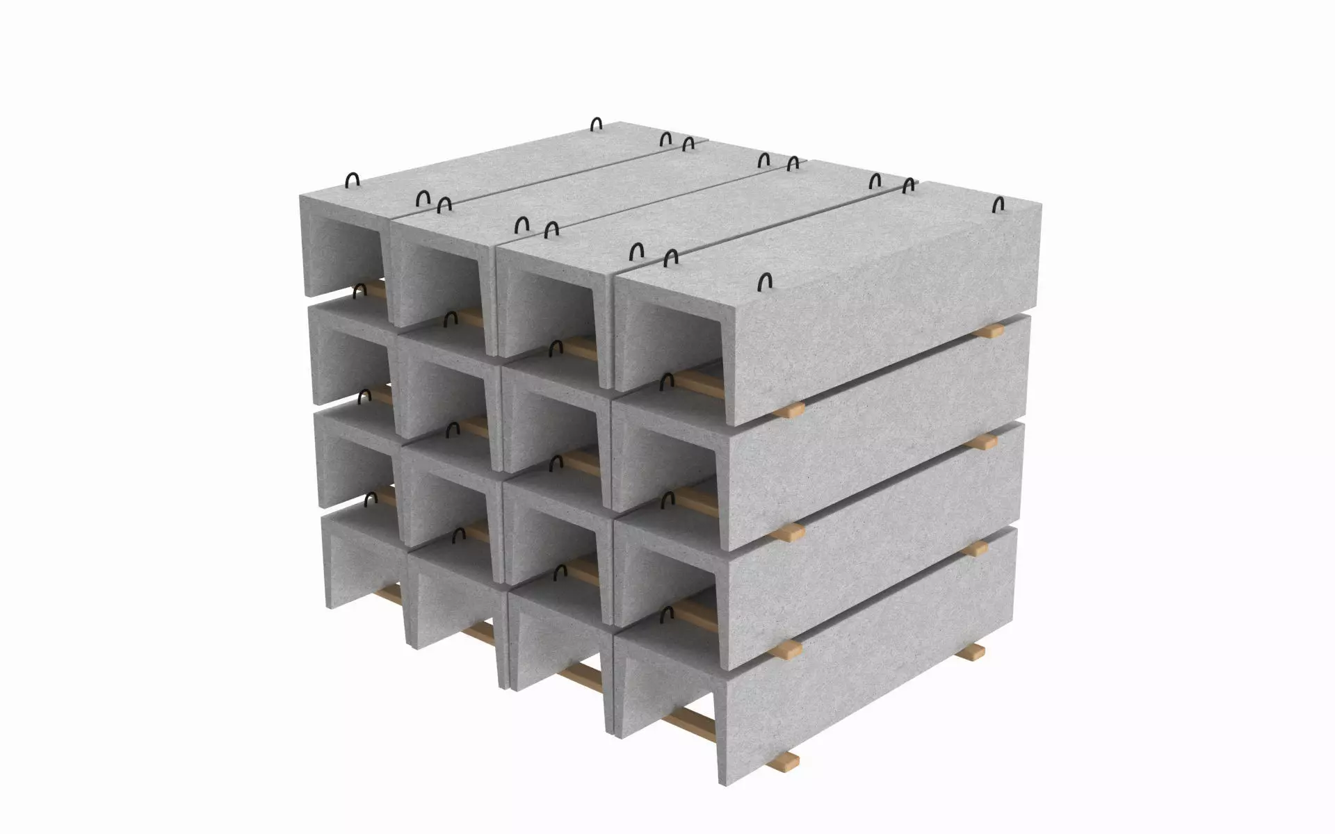 Concrete Trench On Wood Planks 3D model_0