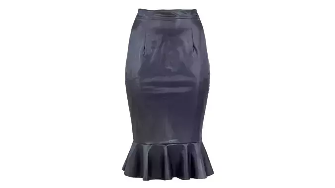 Vinyl Frills Pencil Skirt