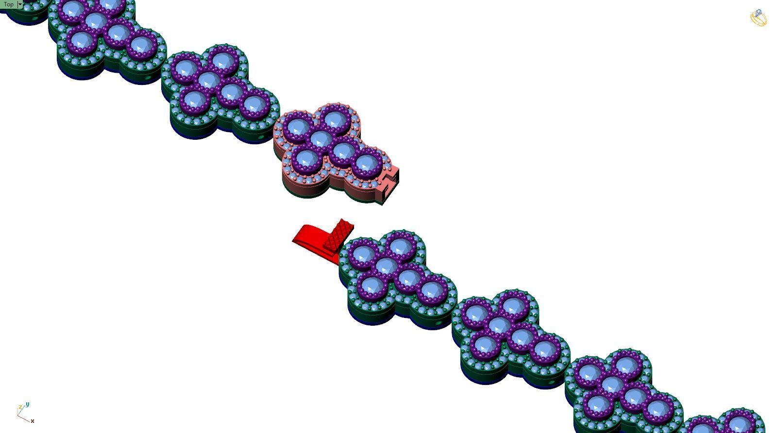 Custom Cross Bazel Diamond Link Bracelet Hiphop Cross Bracelet  3D print model_9