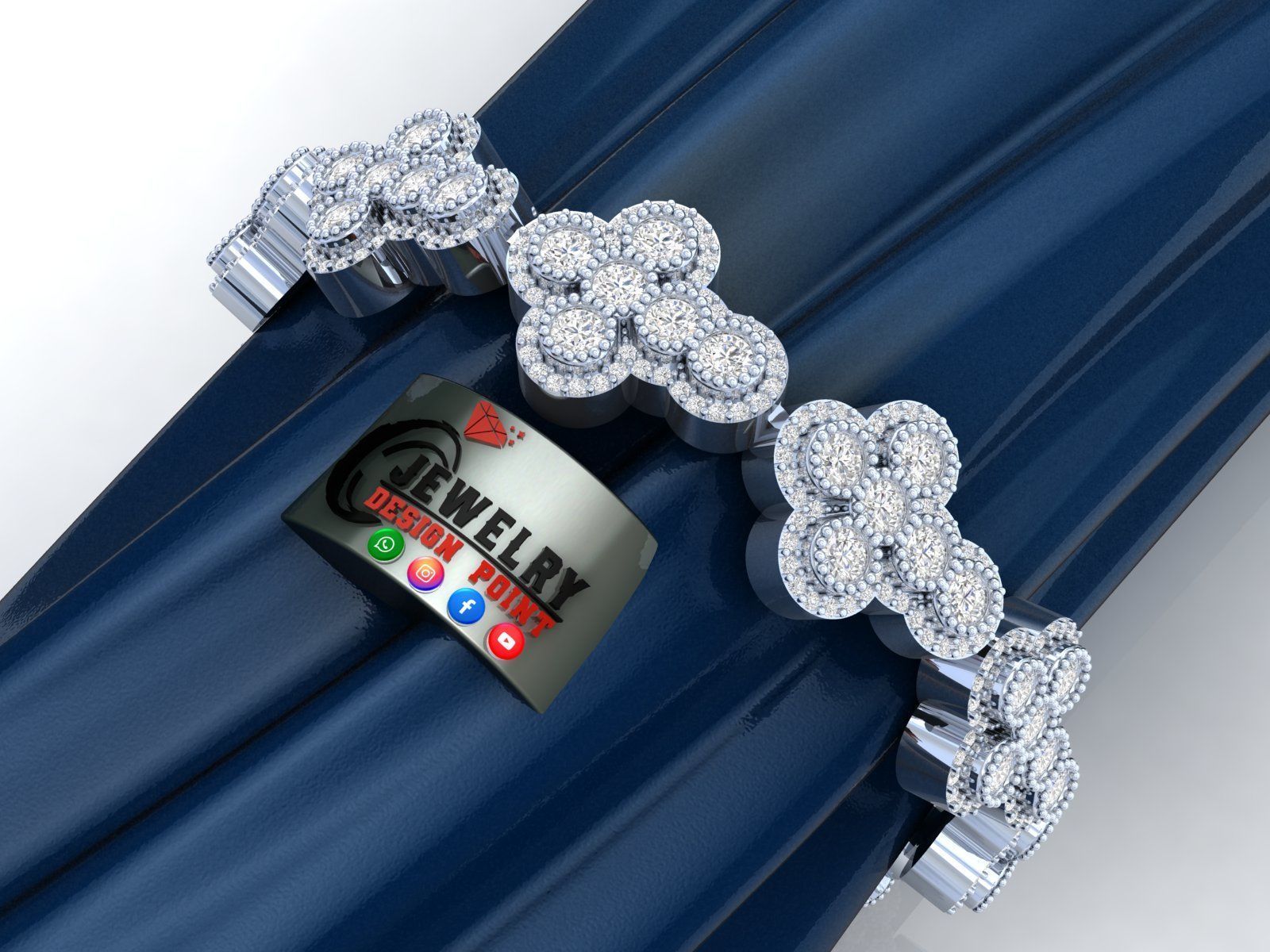 Custom Cross Bazel Diamond Link Bracelet Hiphop Cross Bracelet  3D print model_3