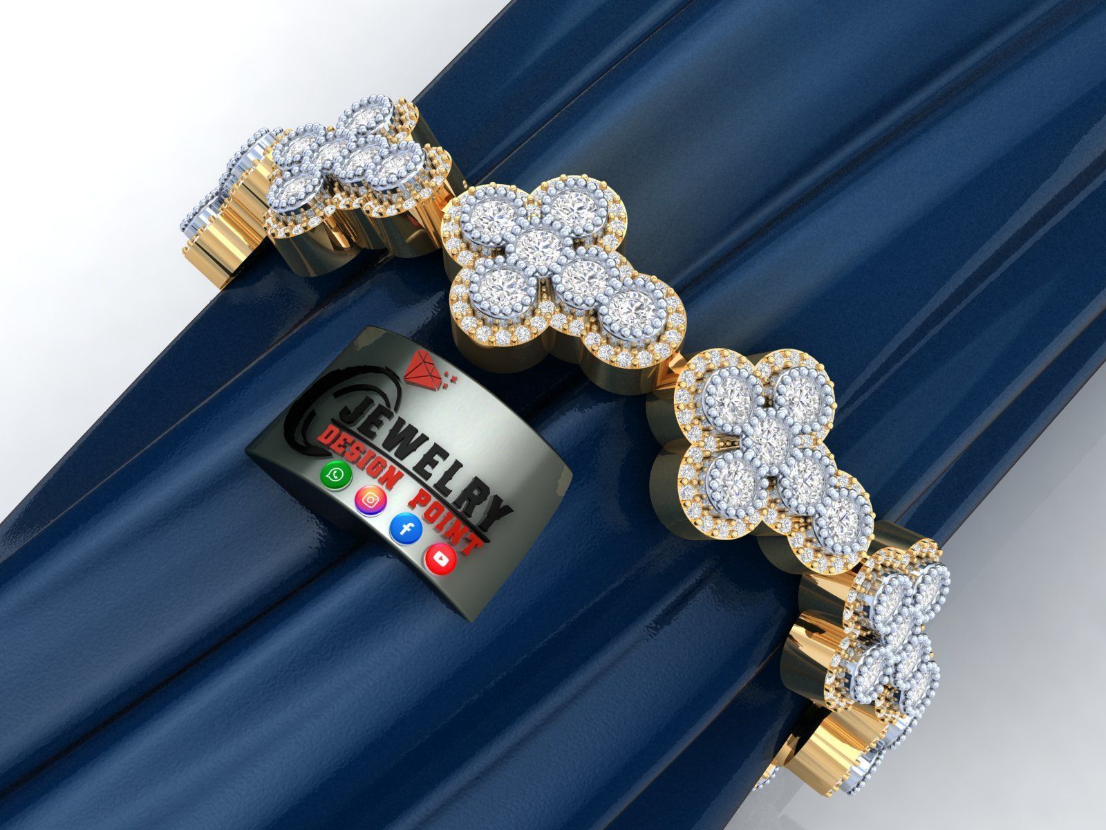 Custom Cross Bazel Diamond Link Bracelet Hiphop Cross Bracelet  3D print model_2