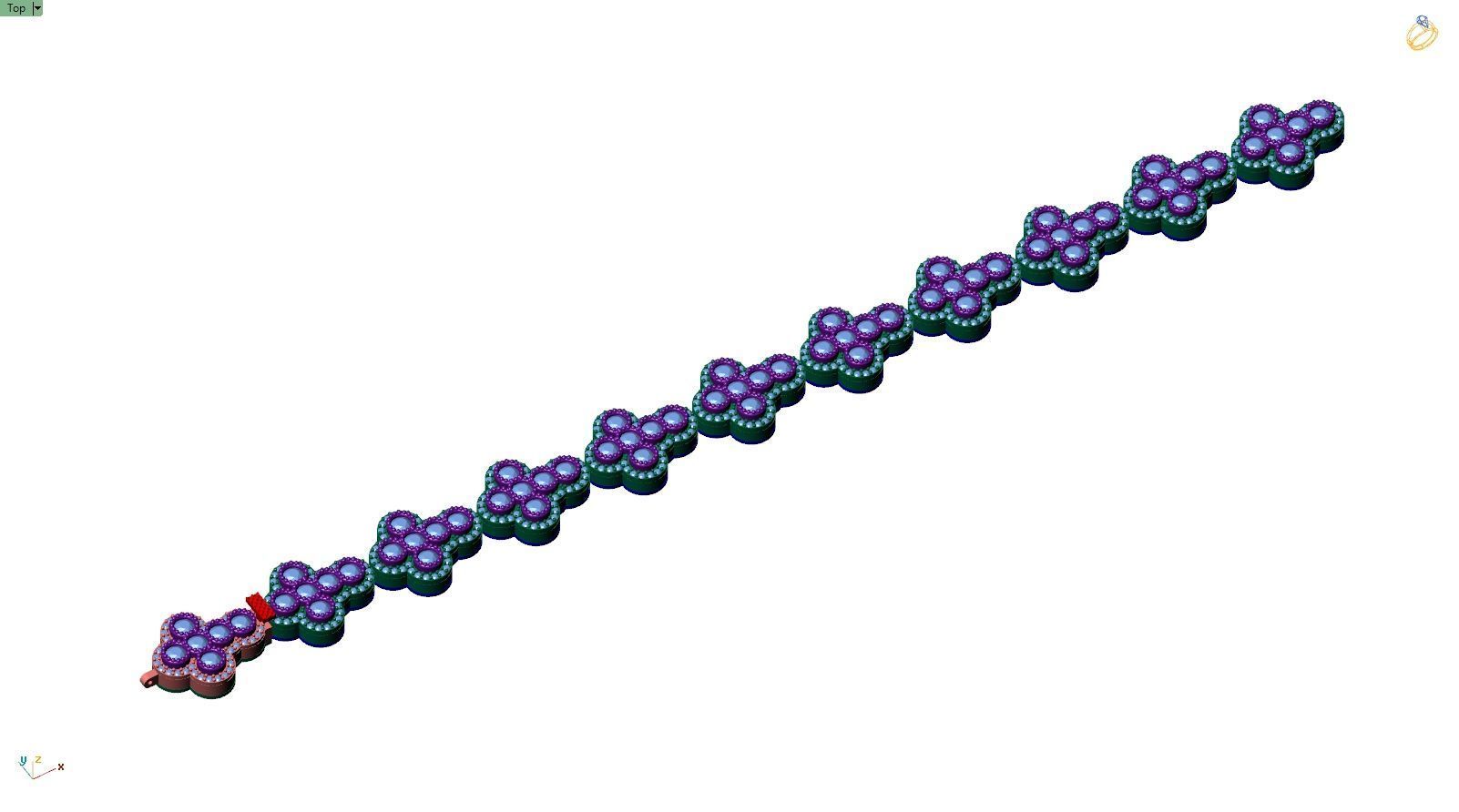 Custom Cross Bazel Diamond Link Bracelet Hiphop Cross Bracelet  3D print model_8