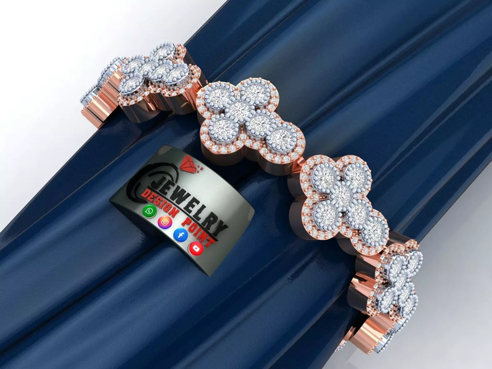 Custom Cross Bazel Diamond Link Bracelet Hiphop Cross Bracelet  3D print model_0