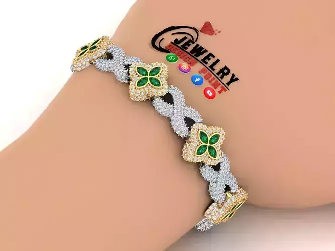 Custom Four leaf Clover Infinite Cross Bracelet - Clover Chain 