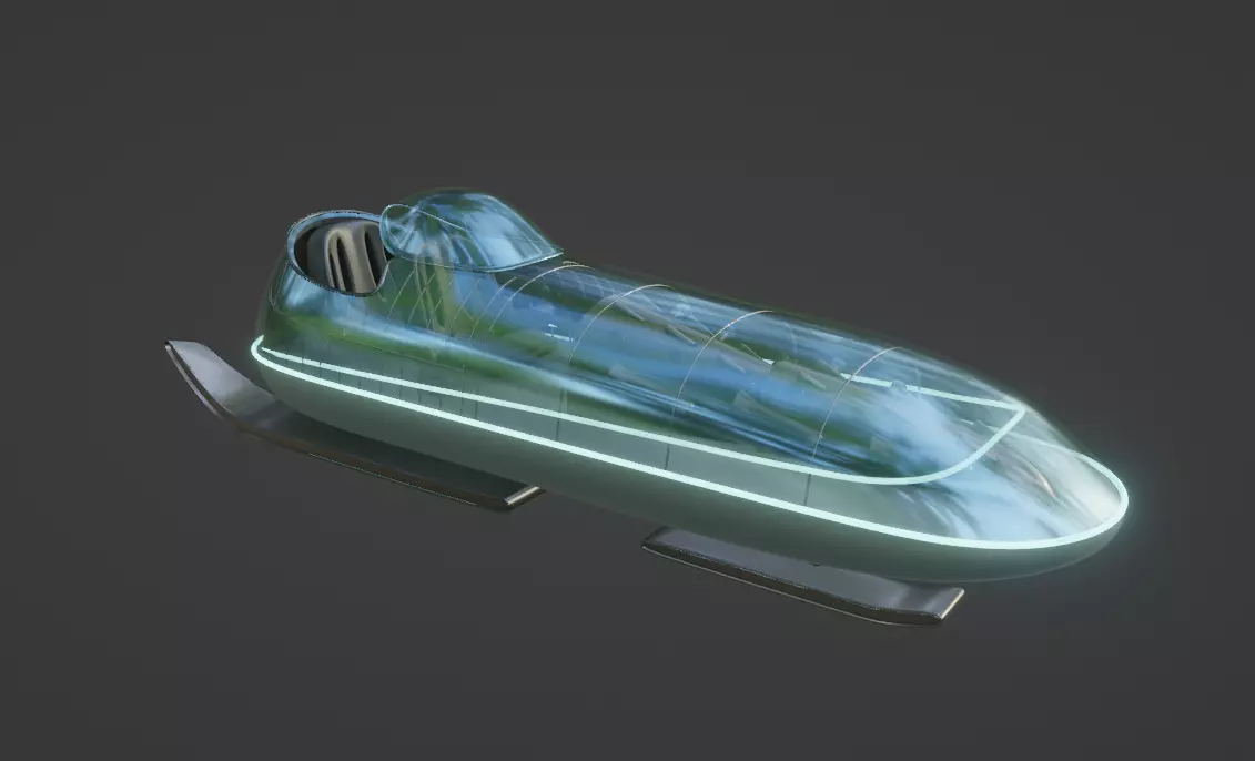 Future Bobsled Low-poly 3D model_0