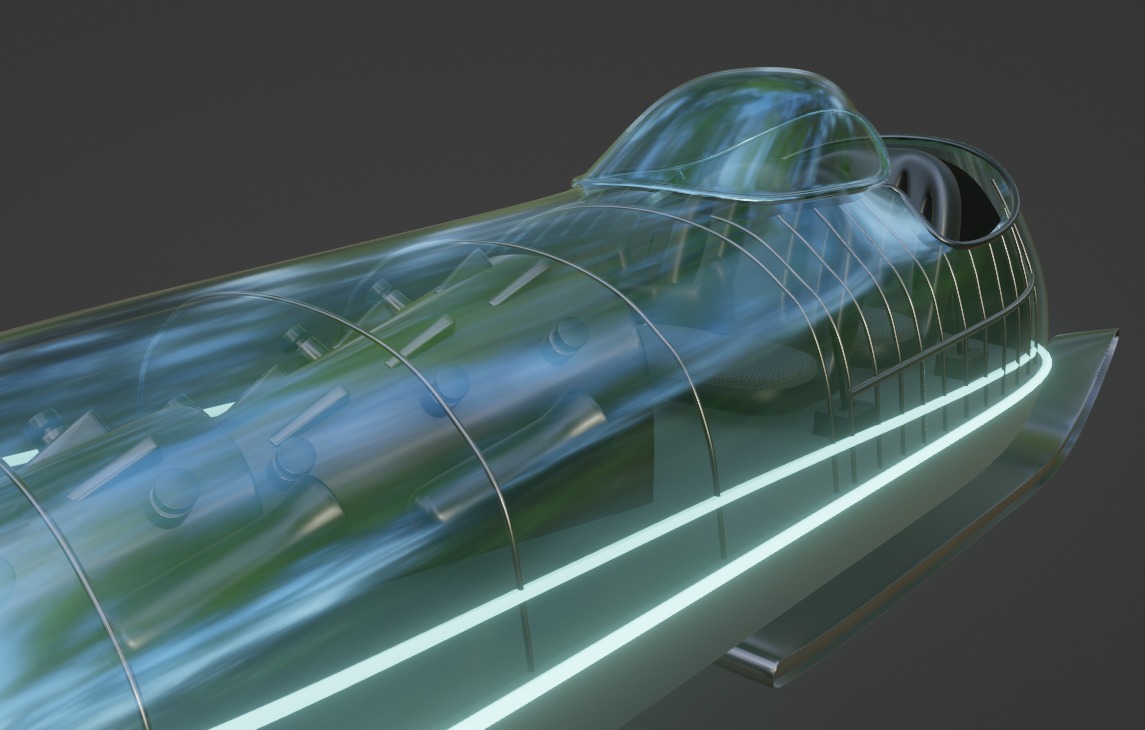 Future Bobsled Low-poly 3D model_4