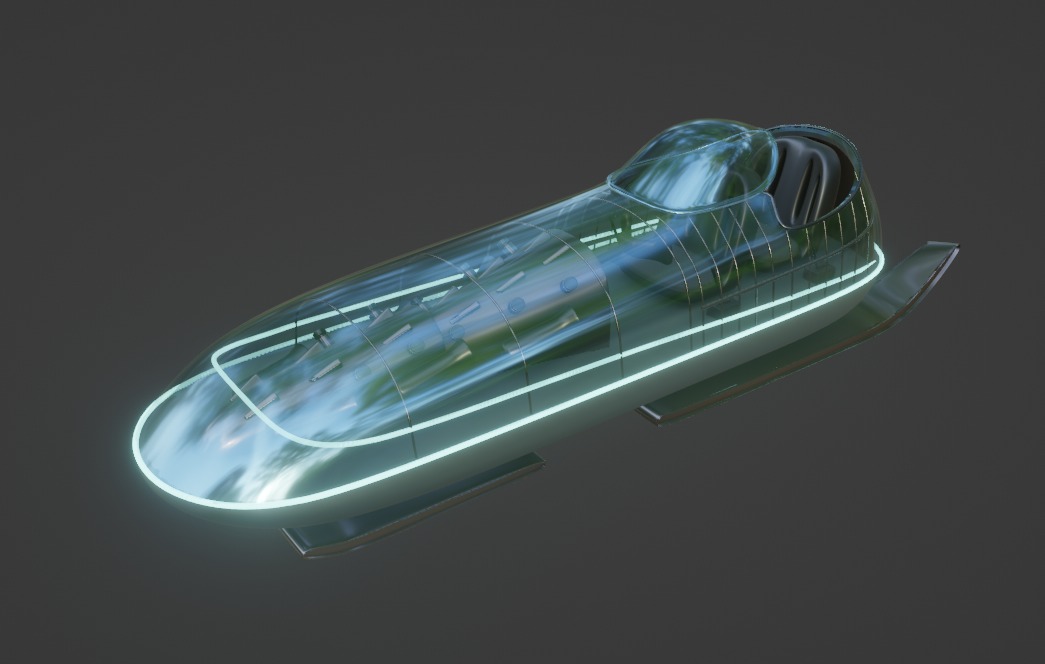 Future Bobsled Low-poly 3D model_1