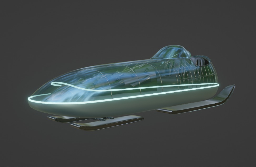 Future Bobsled Low-poly 3D model_3