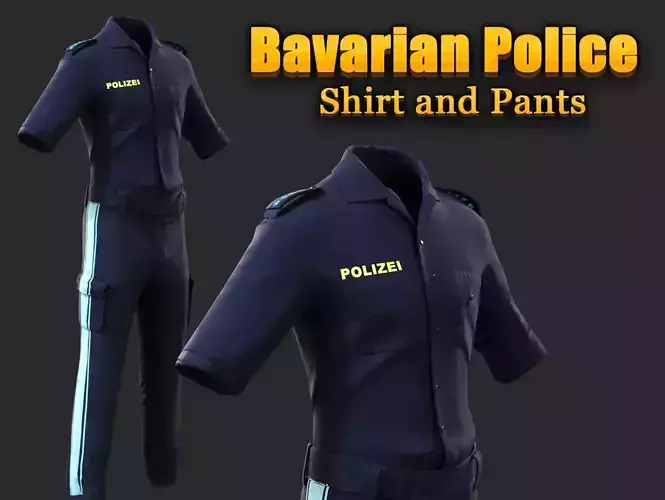 Bavarian German Police Uniform   Shirt and Pants cop outfit Low-poly 3D model