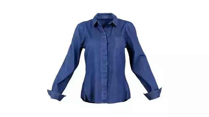 Blue Jeans Shirt Chest Pocket Low-poly 3D model