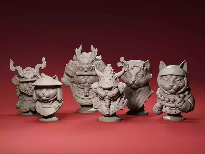 Cat Samurai Chess  3D print model