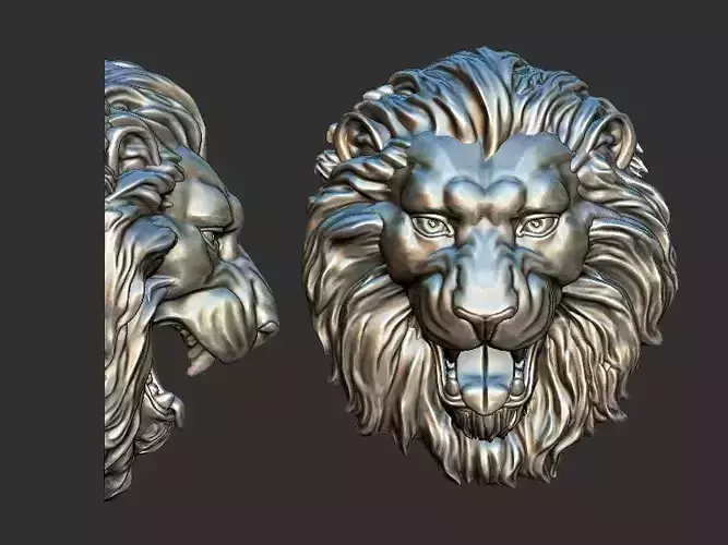 lion head open mouth relief 3d printable model cnc 