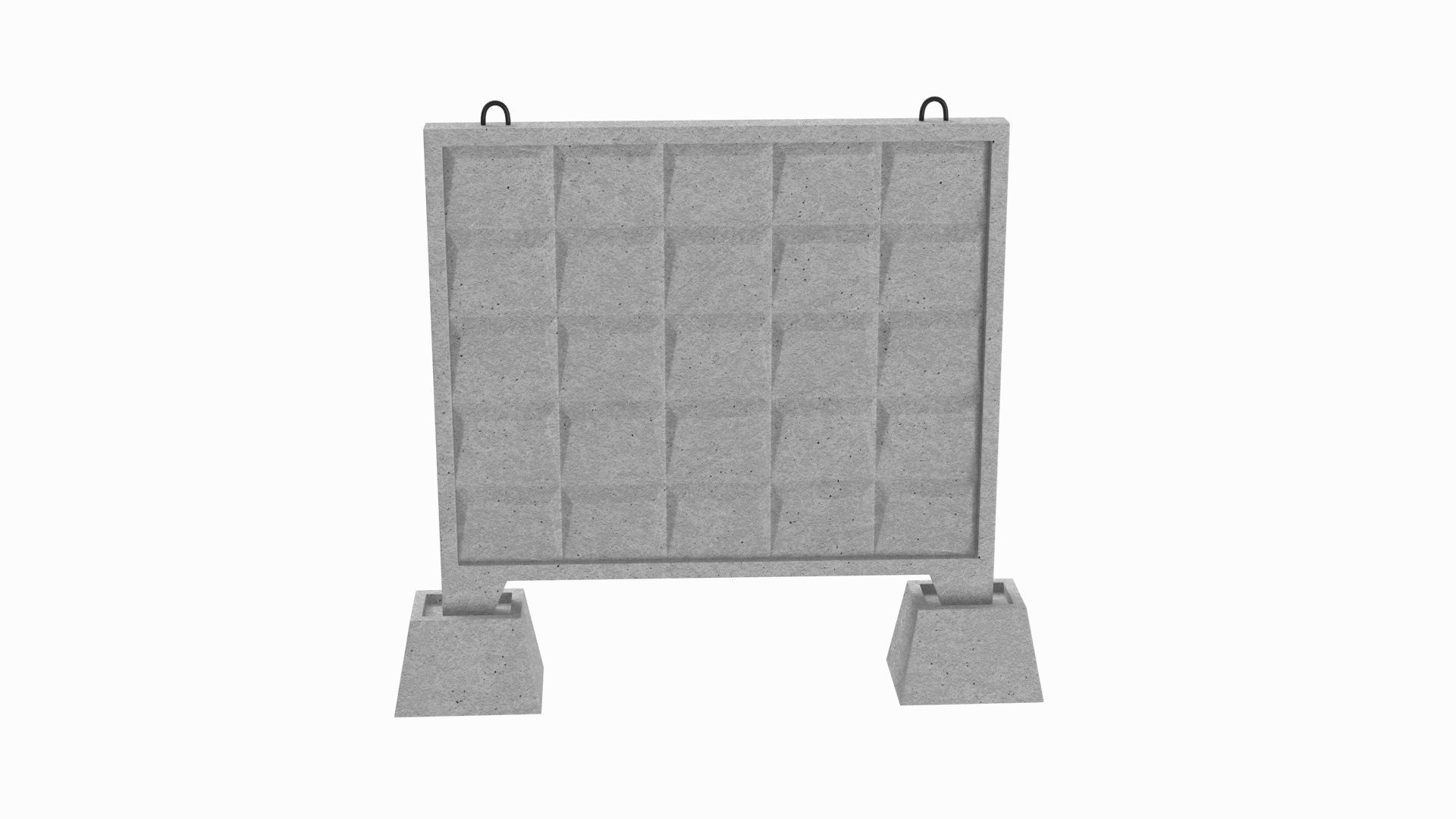 Concrete Wall Fence 3D model_2