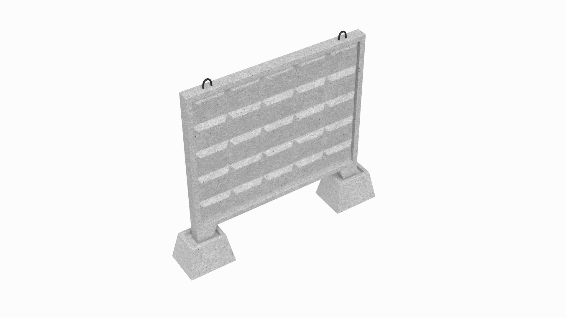 Concrete Wall Fence 3D model_7