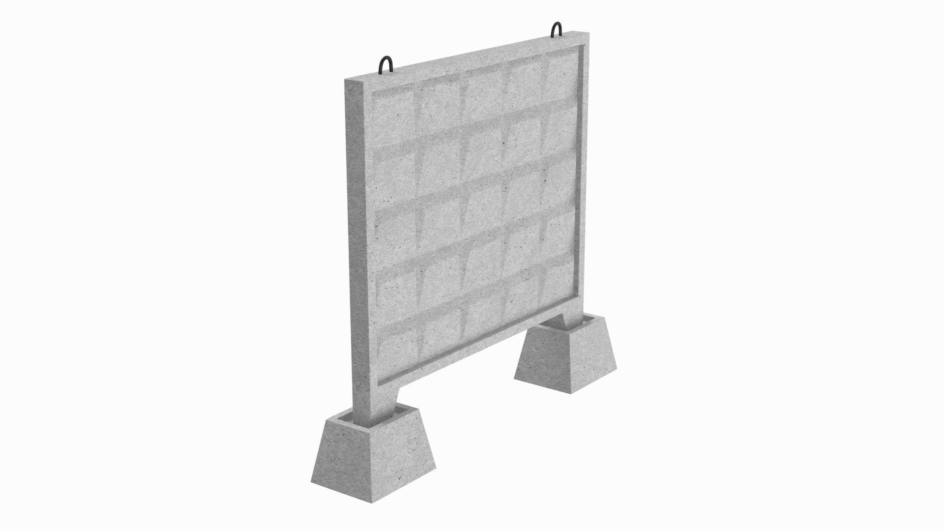 Concrete Wall Fence 3D model_4