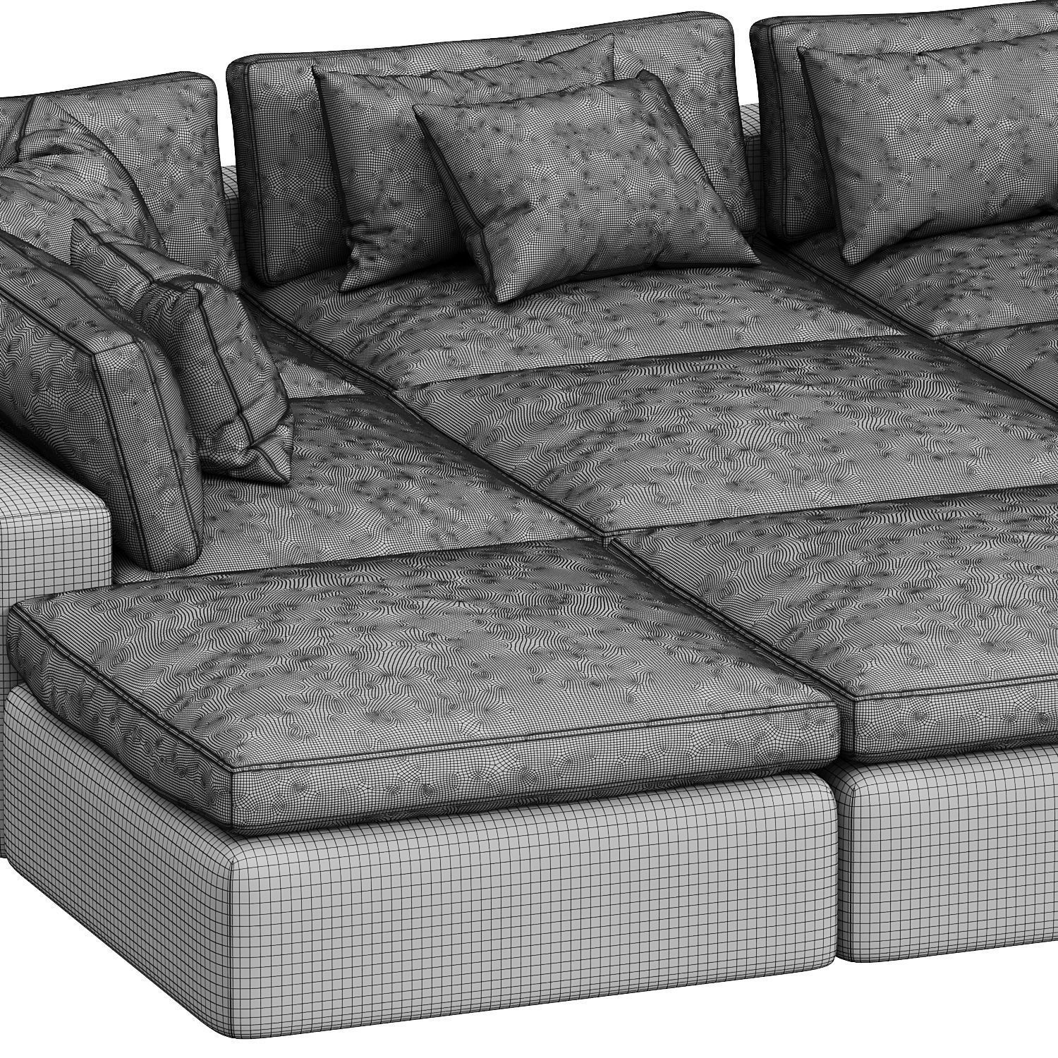 Dream Navy Sectional Sofa Combination 06 3D model_2