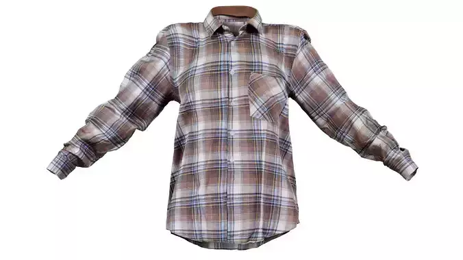 Brown Squares Shirt Low-poly 3D model