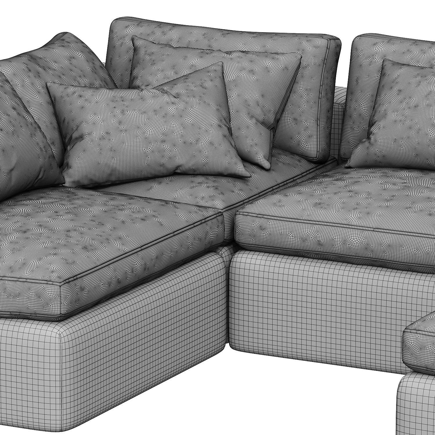 Dream Navy Sectional Sofa Combination 07 3D model_2