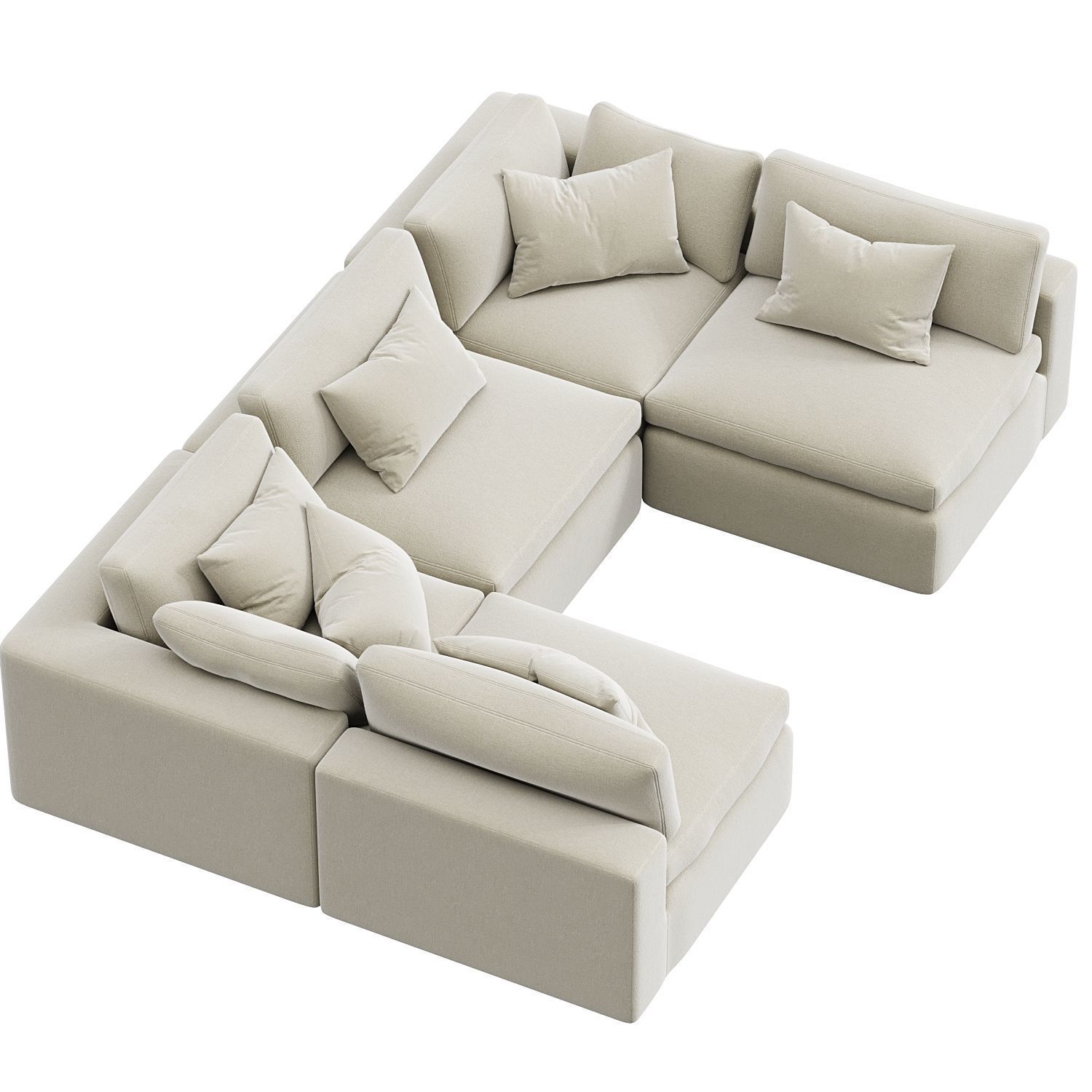 Dream Navy Sectional Sofa Combination 07 3D model_1