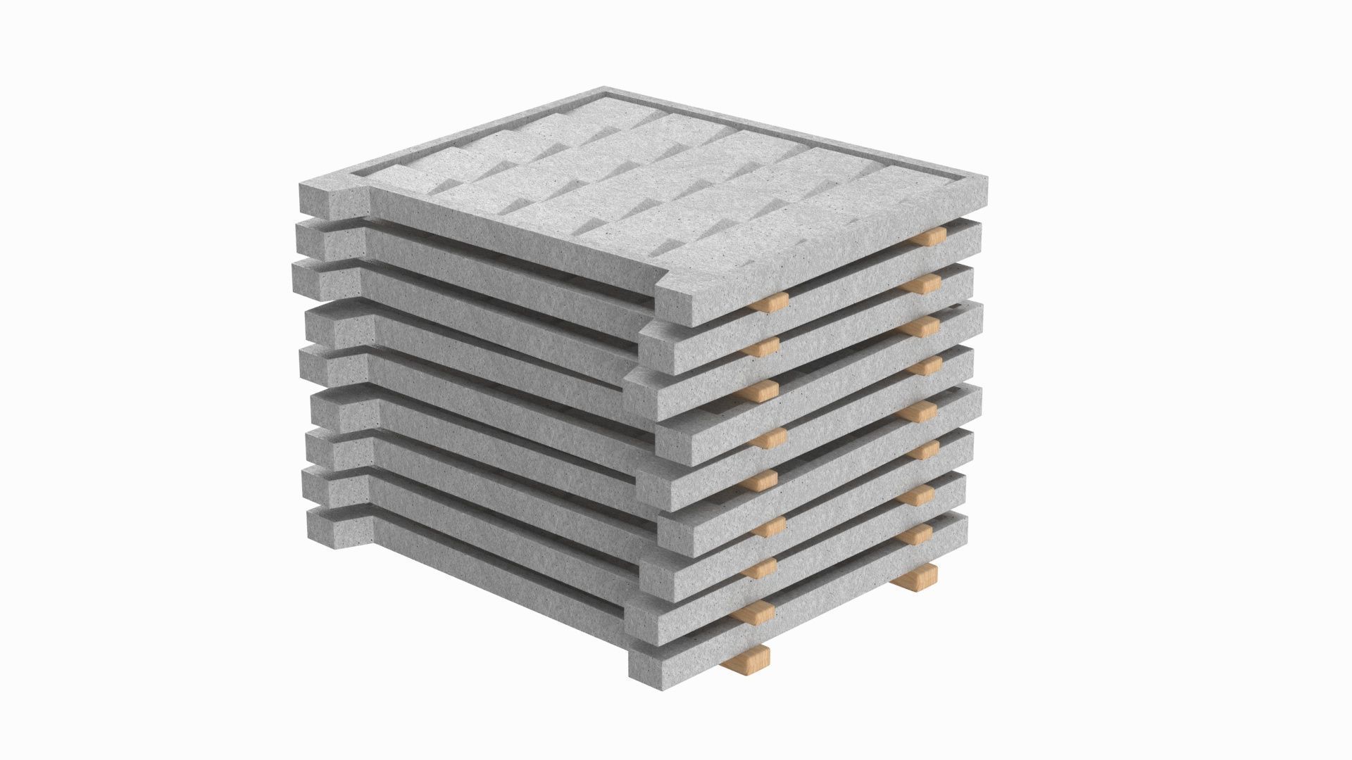 Concrete Fence On Wooden Planks 3D model_3