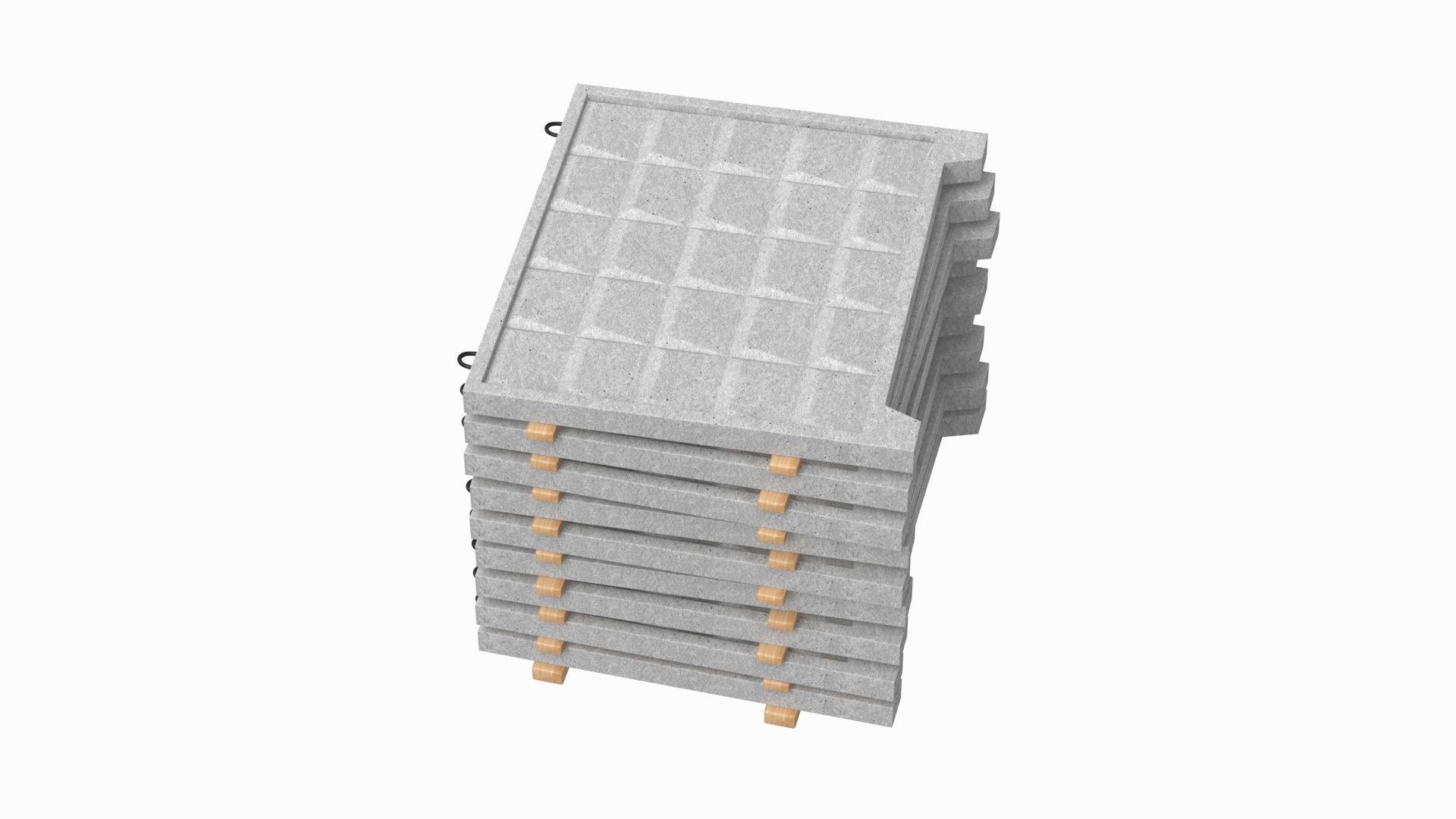 Concrete Fence On Wooden Planks 3D model_4