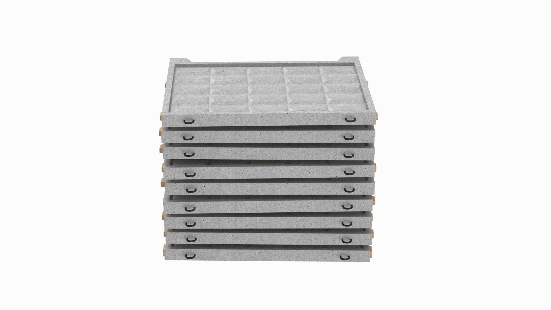 Concrete Fence On Wooden Planks 3D model_2